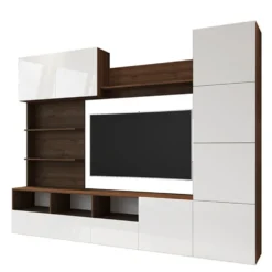 Parete attrezzato moderno bianco e rovere SILB