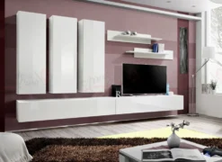 Parete da soggiorno bianca e nera moderna PAP91