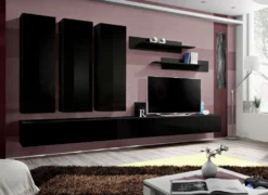 Parete da soggiorno bianca e nera moderna PAP91