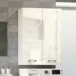Pensile bagno moderno 64x90 cm con 4 ripiani bianco lucido PBT5
