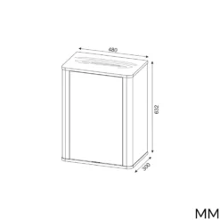 Pensile bagno moderno 48x63x30 cm con anta battente cashmere e rovere PBT9