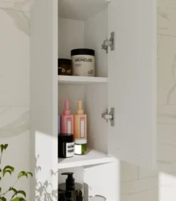 Pensile bagno salvaspazio 25,5x82x24 cm con vano a giorno bianco opaco PBT7