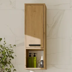 Pensile bagno salvaspazio 25,5x82x24 cm con vano a giorno rovere PBT7