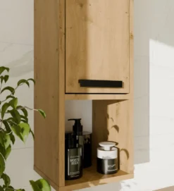 Pensile bagno salvaspazio 25,5x82x24 cm con vano a giorno rovere PBT7