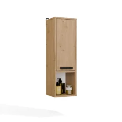 Pensile bagno salvaspazio 25,5x82x24 cm con vano a giorno rovere PBT7