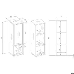 Pensile bagno salvaspazio 25,5x82x24 cm con vano a giorno rovere PBT7