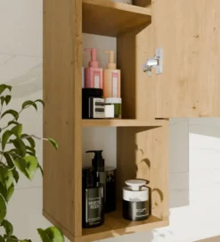 Pensile bagno salvaspazio 25,5x82x24 cm con vano a giorno rovere PBT7