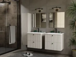 Pensile bagno sospeso 31x135 cm con anta battente beige PBT4