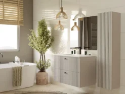 Pensile bagno sospeso 31x135 cm con anta battente beige PBT4