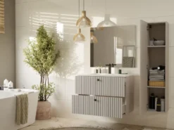 Pensile bagno sospeso 31x135 cm con anta battente beige PBT4