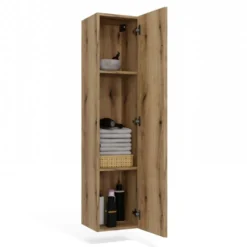 Pensile bagno sospeso 31x135 cm con anta battente rovere antico PBT4