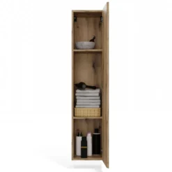 Pensile bagno sospeso 31x135 cm con anta battente rovere antico PBT4