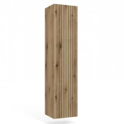 Pensile bagno sospeso 31x135 cm con anta battente rovere antico PBT4