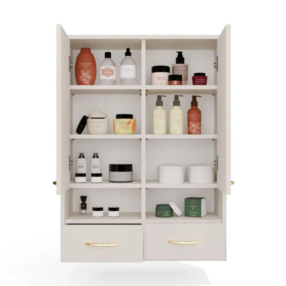 Pensile bagno sospeso 66x90x30 cm a doppia anta cashmere PBT2