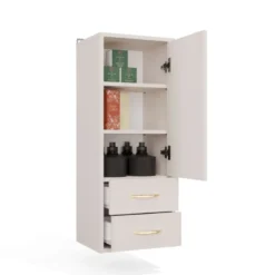 Pensile bagno sospeso 34x90x30 cm con 2 cassetti cashmere PBT1