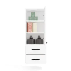 Pensile bagno sospeso 34x90x30 cm con 2 cassetti bianco opaco PBT1