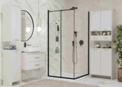 Pensile bagno sospeso 34x90x30 cm con anta battente cashmere PBT3