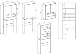 Pensile bagno sospeso 64x90x30 cm doppia anta bianco lucido PBT6