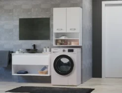 Pensile bagno sospeso 64x90x30 cm doppia anta bianco opaco PBT6