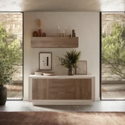 Pensile orizzontale con anta a vasistas 138x29 cm rovere scuro MML6