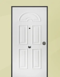 Porta blindata da esterno acciaio INOX in vetroresina e laminato noce 90x210 PB232
