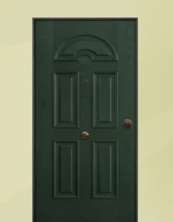 Porta blindata da esterno acciaio INOX in vetroresina e laminato noce 90x210 PB232