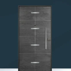 Porta blindata da esterno acciaio INOX in vetroresina e laminato noce 90x210 PB231
