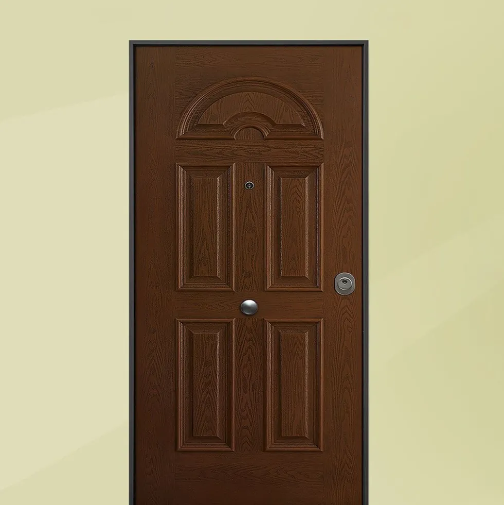 Porta blindata da esterno classe 3 vetroresina noce e interno bianco 80/90x210 PB50