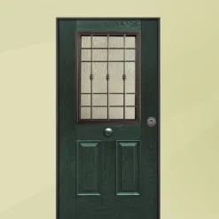 Porta blindata da esterno con vetro verde e interno laminato diversi colori 90x210 PB349