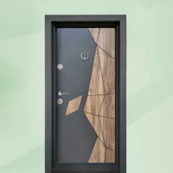 Porta blindata d’ingresso antracite e effetto legno PL47