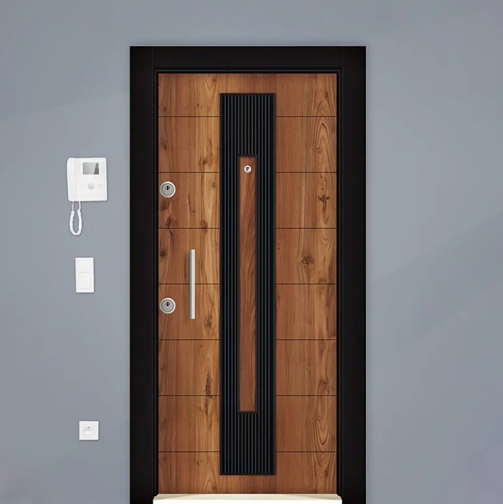 Porta blindata d’ingresso effetto legno PL46