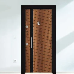 Porta blindata d’ingresso 90x200 marrone e nera PL59