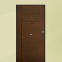 Porta blindata per esterno Classe 4 in vetroresina e laminato noce 80/85/90x210 PB203