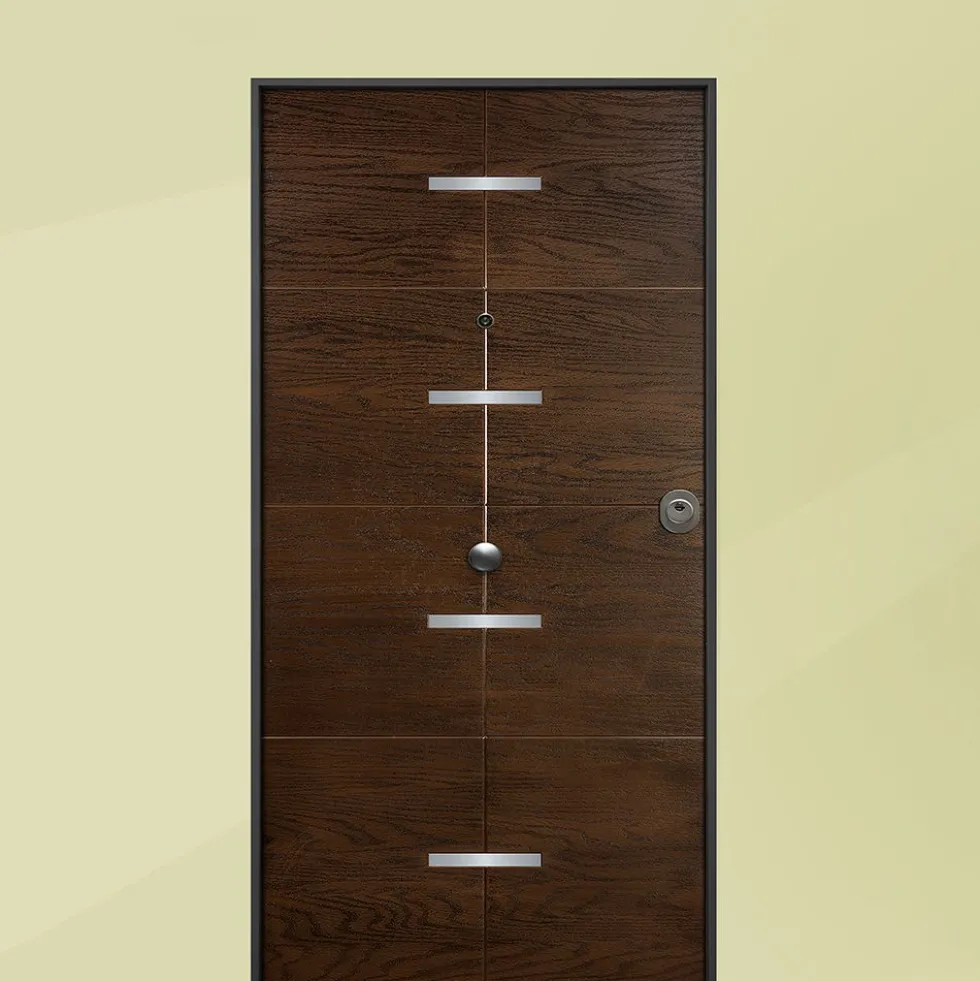 Porta blindata per esterno classe 3 in vetroresina e laminato noce 80/90x210 PB30