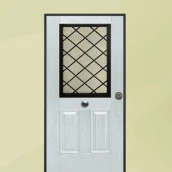 Porta blindata per esterno con vetro e interno laminato bianco 90x210 PB346