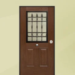 Porta blindata per esterno con vetro noce e interno laminato diversi colori 90x210 PB347