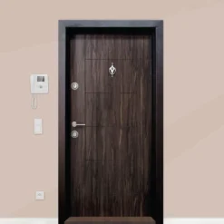 Porta Blindata 90x200 Marrone Scuro Laminato PL10