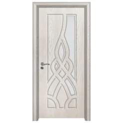 Porta da interno con vetro bianca effetto legno PIE12
