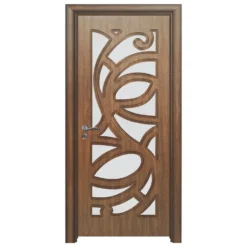 Porta da interno con vetro noce PIE10