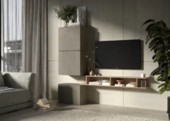 Porta tv minimal 180x160 cm argilla e rovere PTL30