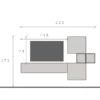 Porta TV sospeso 222x175 cm argilla e noce PTL32