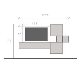 Porta TV sospeso 222x175 cm bronzo e noce PTL32