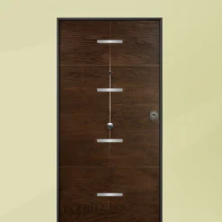 Portone blindato per esterno in vetroresina noce e laminato 80/90x200/220 PB134