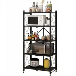 Scaffale per cucina 72x163 cm pieghevole con ruote nero SFT3