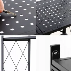 Scaffale per cucina 72x163 cm pieghevole con ruote nero SFT3