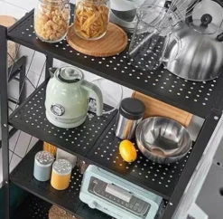 Scaffale per cucina 72x127 cm pieghevole con ruote nero SFT2