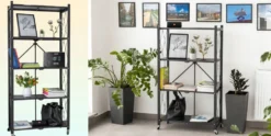 Scaffale per cucina 72x127 cm pieghevole con ruote nero SFT2