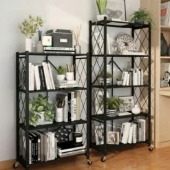 Scaffale per cucina 72x127 cm pieghevole con ruote nero SFT2