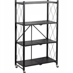 Scaffale per cucina 72x127 cm pieghevole con ruote nero SFT2