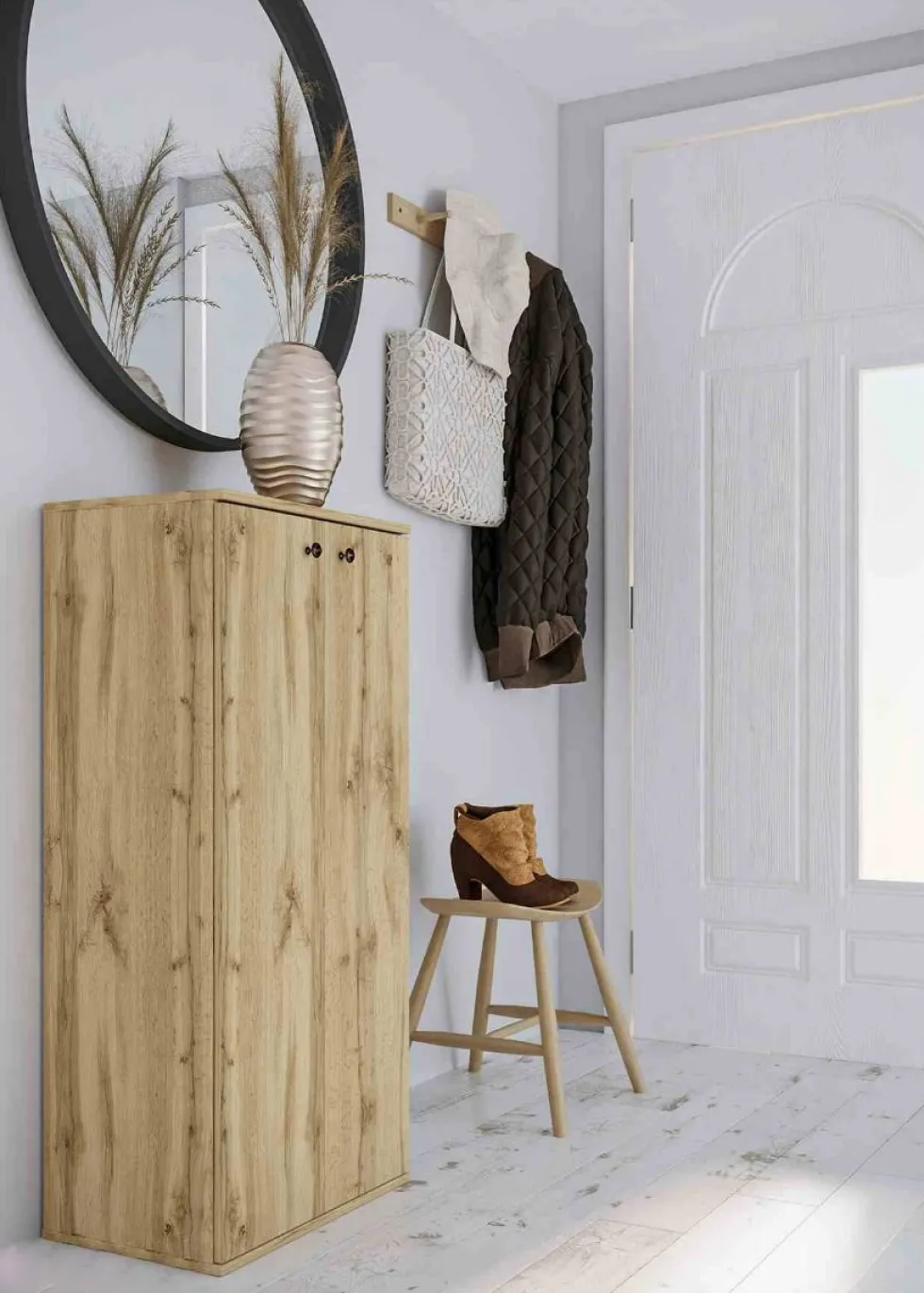 Scarpiera armadio a due ante colore rovere ASI4040